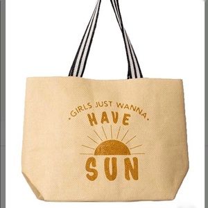 NWT girls just want to have sun straw tote